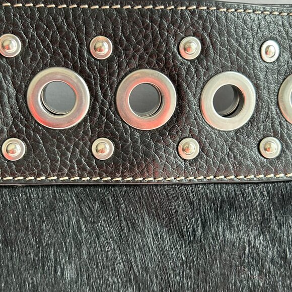 Aqua Madonna Crossbody/Shoulder Bag in Black, accented with Grommets and Studs - Picture 5 of 14